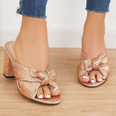 Pantoletten-Sandalen mit klobigem Blockabsatz und offener Zehenpartie, Schlupfschuhe